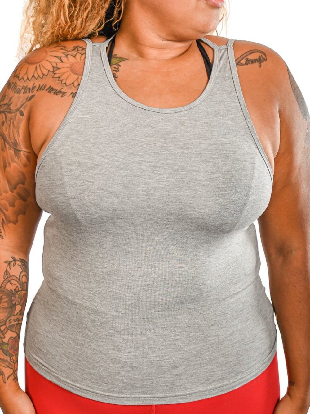Open Back Tank Top - Light Grey